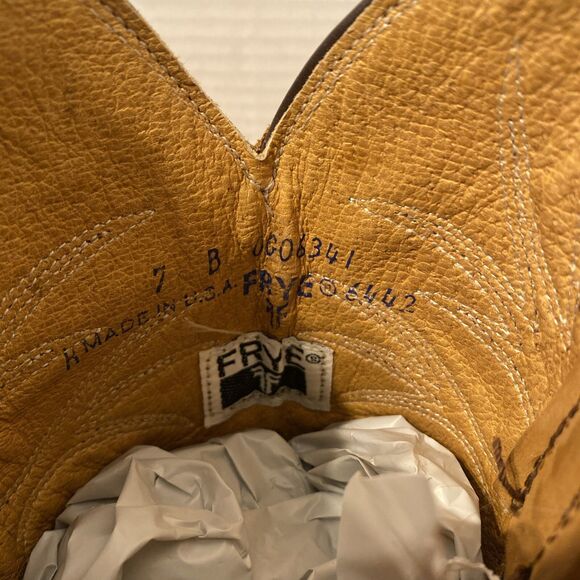 Vintage Frye Cowboy Boots Brown Suede Leather Western Pull-On Boots Size 7B - Picture 10 of 14